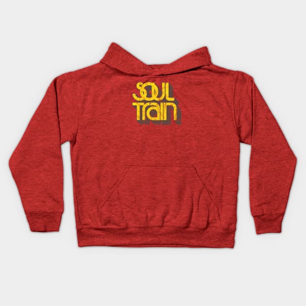 Soul Train Yellow/Brown Design Kids Hoodie by KevShults